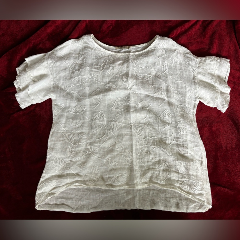 Valentina Naldi 100% Linen White Blouse